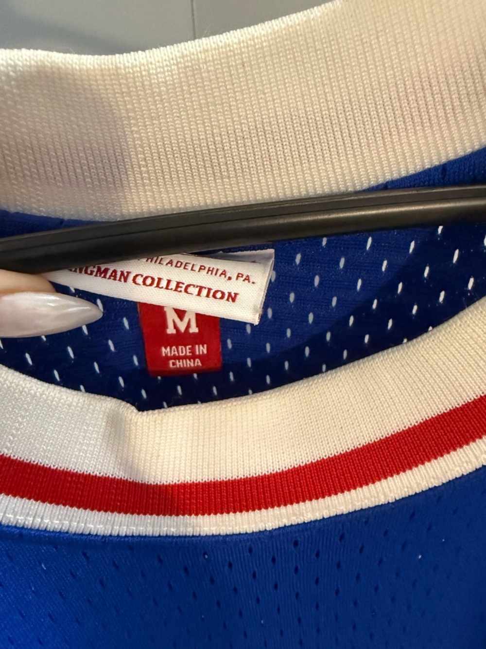 Mitchell & Ness Blue White Red Swingman Jersey Collar - Picture 4 of 5